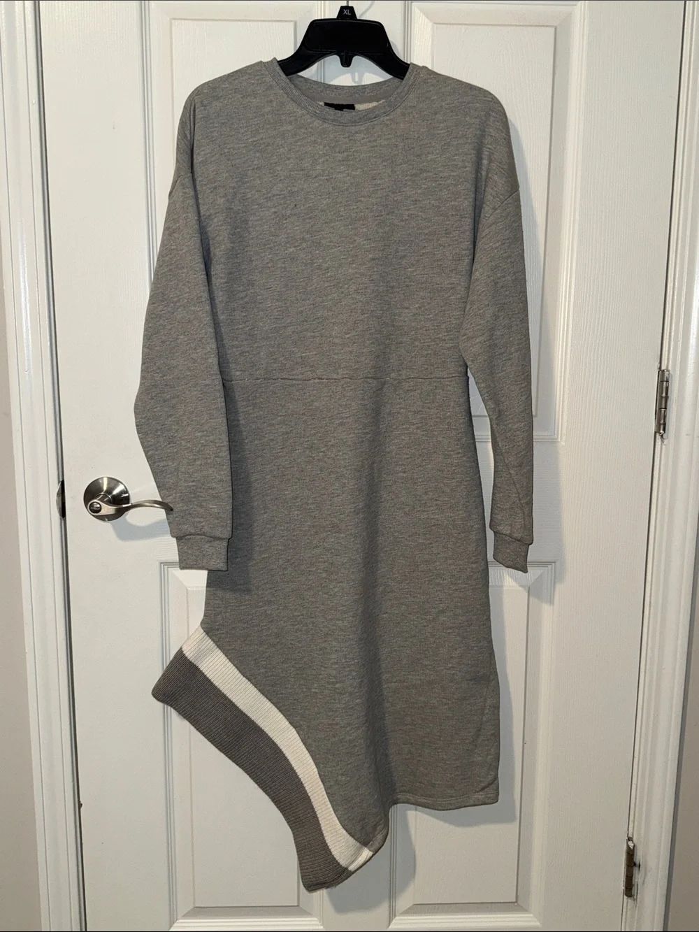 WhoāWhat Wear Gray Crewneck Sweatshirt with Off-White Trim